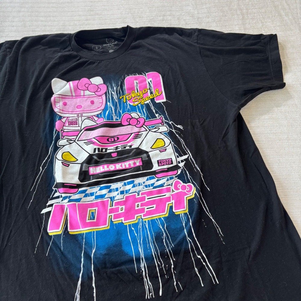 Hello Kitty Tokyo Speed Racing Graphic T-Shirt Black Sanrio Bioworld XL